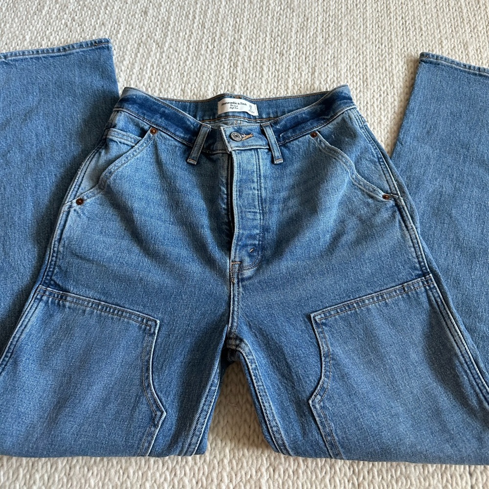NEW Abercrombie High Rise The Dad Cowboy Jean Size 26 / 2 Short - Picture 4 of 11